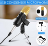 Profesional USB Micrófono Condensador Studio Grabación Pc con Soporte Trípode