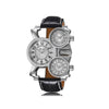 Multicolore Time-Zone Quartz Acier Inoxydable Montre Bracelet Blanc