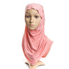 Dignified Muslim Gauze Lace Zircon Kerchief Scarf    watermelon red