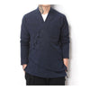Flax Slant Opening Plate Button Stand Collar Coat  navy