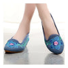 Old Beijing Cloth Embroidered Shoes 5 Petal Flower  blue
