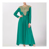 Court Golden Silk Tipeet Muslim Dress   green   S