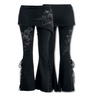 Noir Punk Gothique Plié Floral Dentelle sur Pantalon Jambes Larges Grande Taille