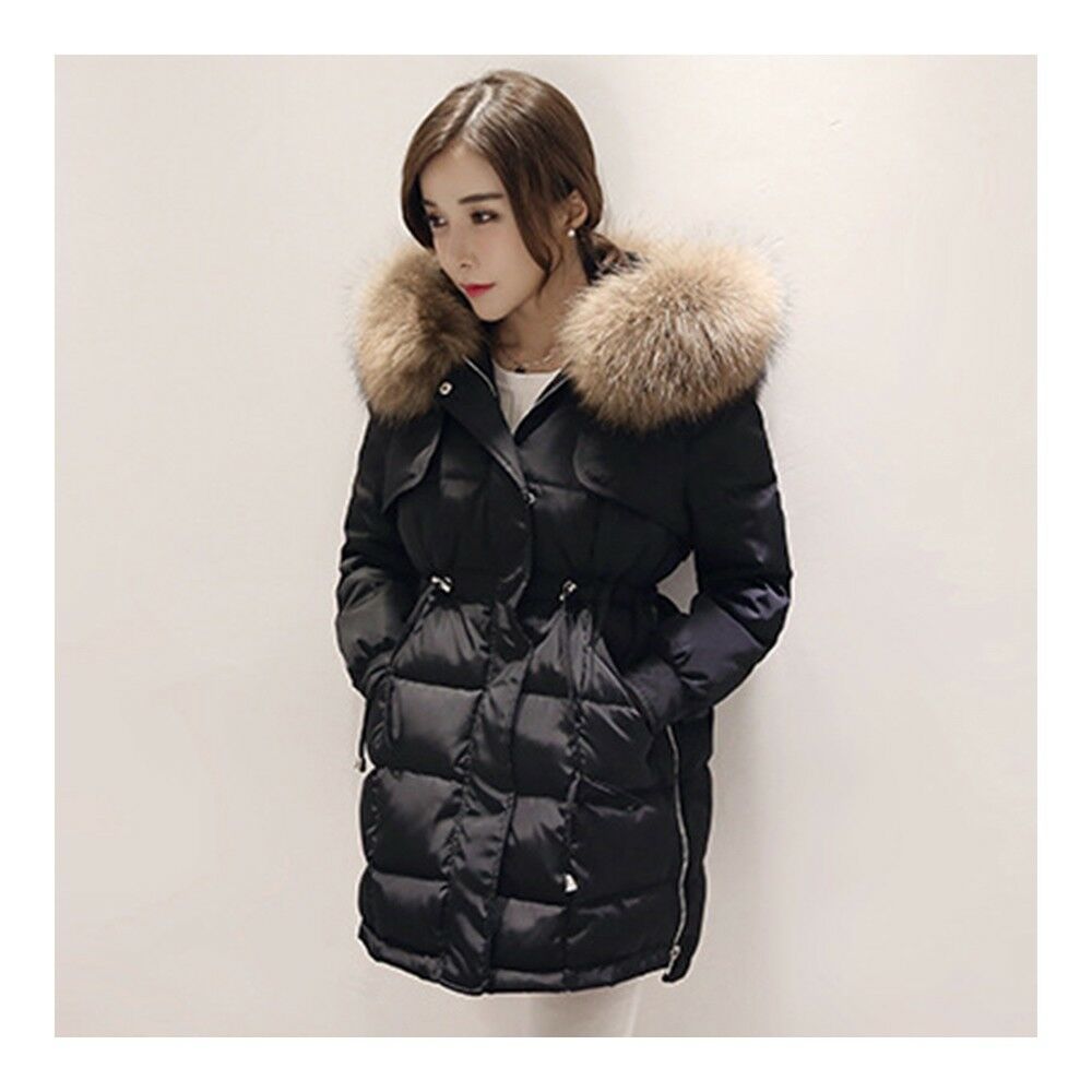 Loose Warm Woman Down Coat Slim Middle Long   black