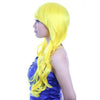 60cm Long Curly Front Lace Cosplay Party one piece Hair cap Wig Yellow