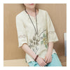 Han Chinese Clothing Improved Cotton&Flax Top Wear   beige