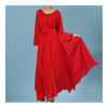 Langärmeliges Kleid Böhmisch Langer Rock Chiffon ROT S