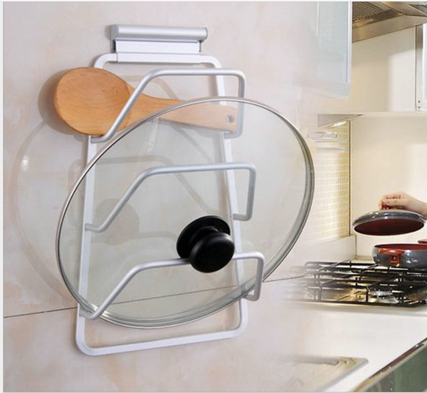 Pan Pot Lid Organizer Wall Mounted Storing Cookware Cutting Board Holder 3 tiers