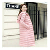 Invierno Plumón Mujer Medio Largo Grueso Claro Talla Grande Rosa