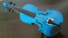 Full Size Natural Acoustic Violin Fiddle with Case Bow Rosin Blue Color