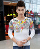 Traditional Chinese Dragon Men Tattoo Shirt Crew neck Long sleeves 100% Cotton