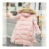 Hiver Chic Long Épais Fin Col Fourrure Femme Doudoune Rose