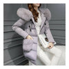 Winter Woman Middle Long Fake Fox Fur A Shape Down Coat   grey