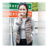 Down Coat Woman Short Slim Thin Light Plus Size Waistcoat   light camel