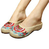 Chinos Bordado Zapatos Mujer Algodón Sandalias Drag Beis