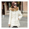 Winter Woman Middle Long Slim Plus Size Down Coat  white