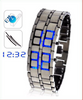 Futurista Cool Azul Diseño Led Lava Reloj Metálico Negro o Plateado Pulsera Ban