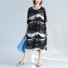 Mode Schwarz Wave Muster Überdimensional Tunika Freizeitkleid