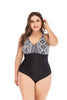 Classic Black White Blossom Floral Padded One Piece Swimsuit Padded Bra Tankini