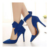 Super Groß Schleifenknopf Spitz Hoher Absatz Peep-Toe Damen Sandalen