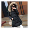 Hiver Femme Col Fourrure Doudoune Milieu Chaud Long Noir
