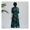 Court Vintage Cheongsam Middle Sleeve Middle Long Dress   S