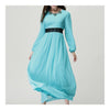 Muslim Robe Dress Belt Long Sleeve Women Garment   sky blue  M