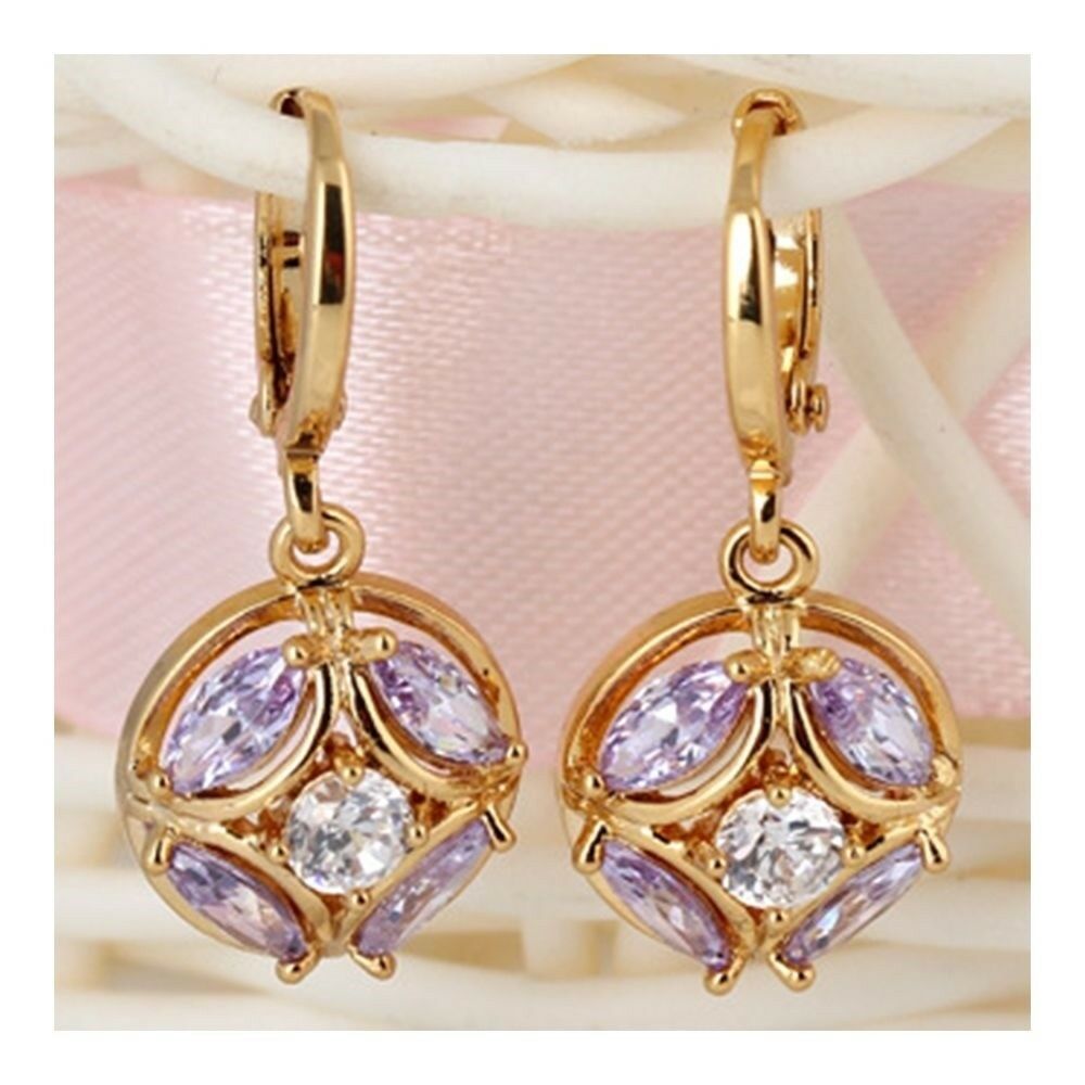 Ear Accessory 18K Gold Galvanized   gold plated purple zircon
