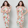 Hot Women Floral Print Slim Dress Bandage Bodycon Stretch Mini Pencil Dress