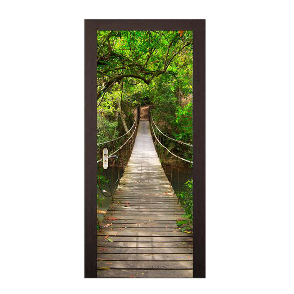 New 3D DIY PVC Waterproof  Door Wall Mural Sticker Drawbridge qd003