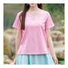 Épissure Fin Col Montant T-Shirt Manche Courte Rose