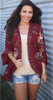 Bohemia Crochet Lace Hollow Kimono Cape Shawl Cover Up Cardigan Top Blue/Red