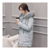 Hooded Middle Long Racoon Down Coat Woman Slim Warm   grey blue