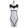 Mujer Verano Blanco y Negro con Junturas Vestido Sexy
