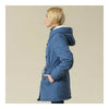 Winter Damen Übergröße Schmal Kapuzen Baumwolle Mantel Blau