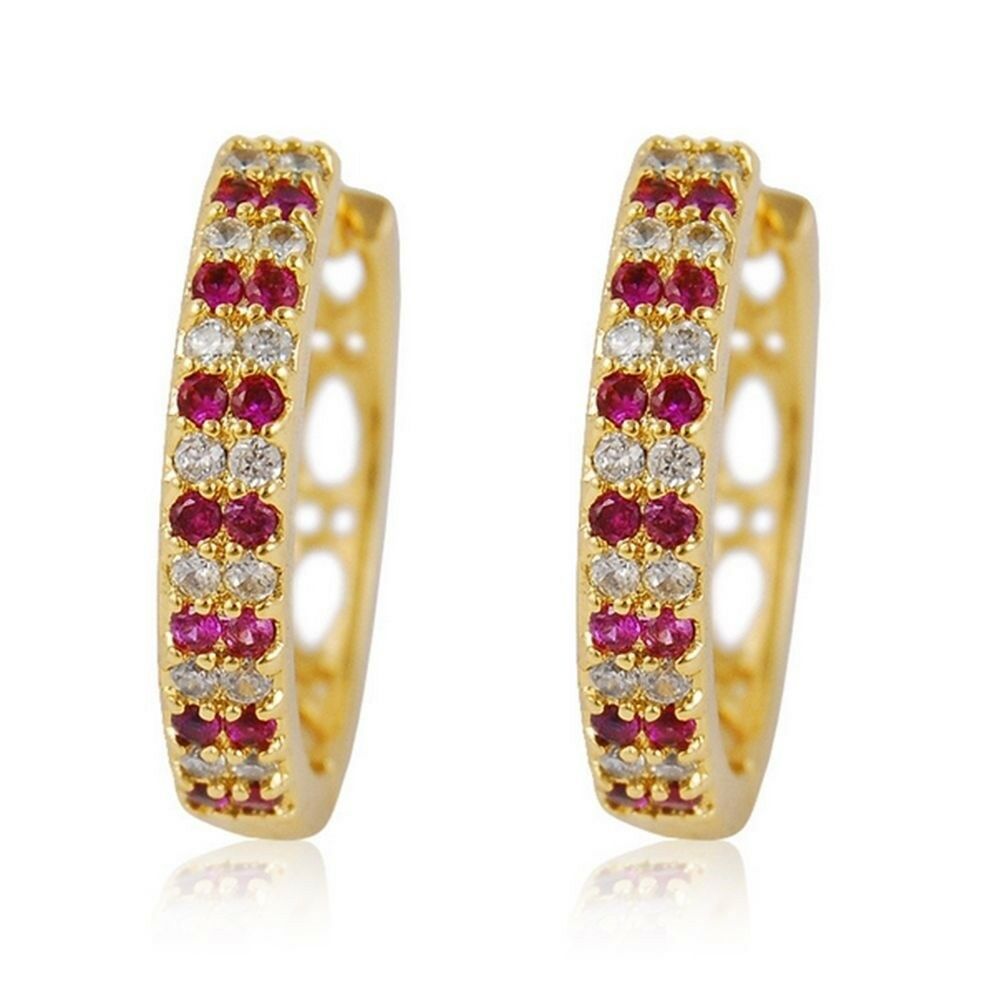 Colorful Zircon Earrings 18K Gold Platinum