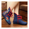 Vintage Beijing Cloth Shoes Embroidered Boots 12-01   blue  35