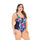 Sexy Classic Blue Red Blossom Lily Padded One Piece  Swimsuit Padded Bra Tankini