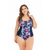 Sexy Classic Blue Red Blossom Lily Padded One Piece  Swimsuit Padded Bra Tankini