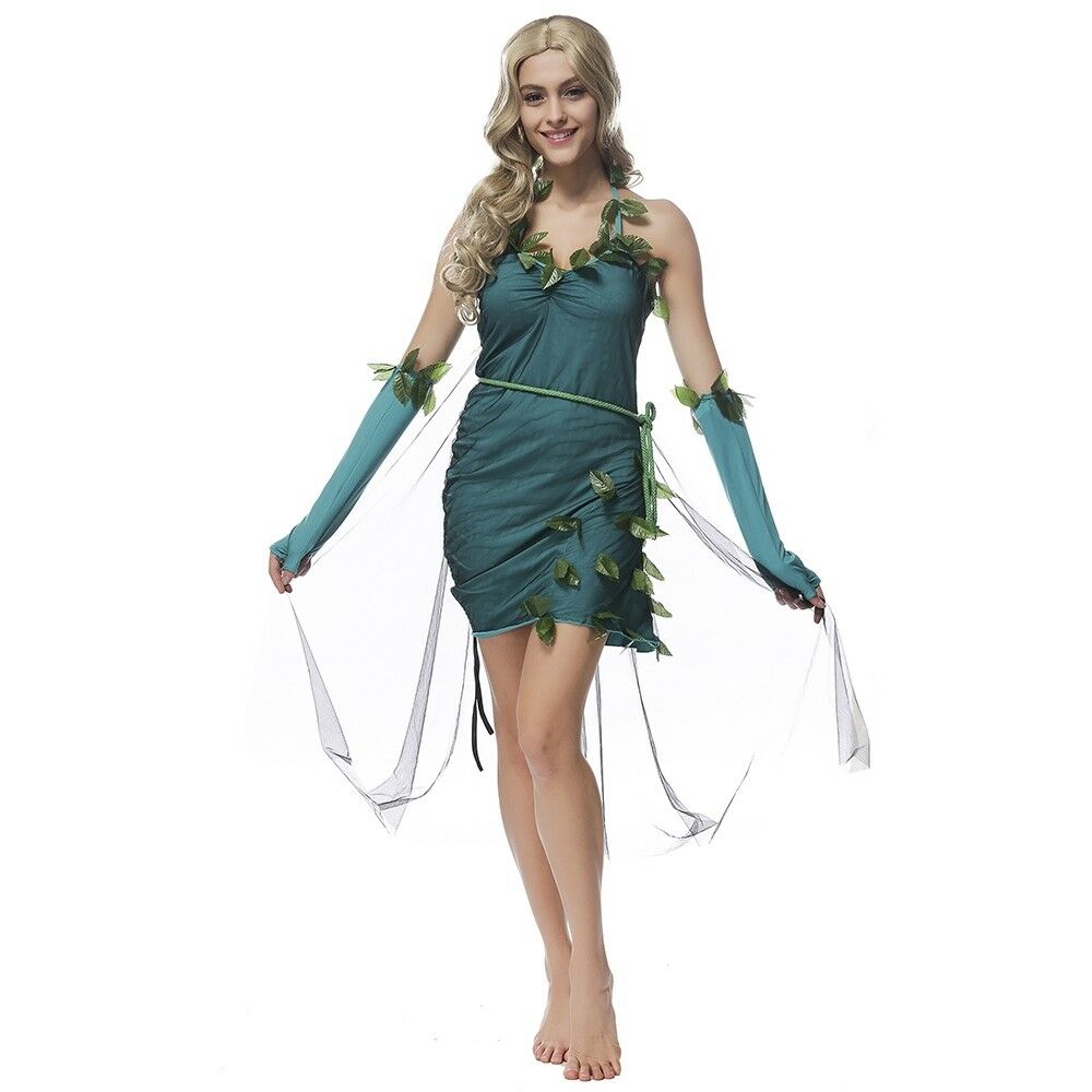 Green Beautiful Elf Costume Forest Tree Goddes Halloween