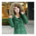 Long Down Coat Plus Size Big Fur Collar Slim Thick    green