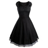 Vintage Hepburn Stil Ärmellos Einfarbig Kleid Schwarz