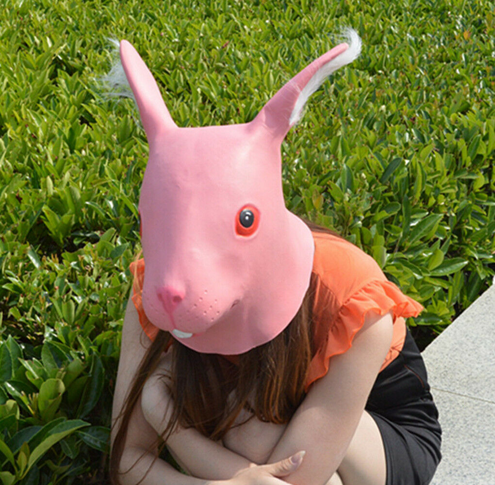 Full Mask Rabbit Rabbit Head Mask Rubber Latex Animal Costume Full head Mask Halloween