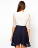 Romantic White  Blue Lace Boutique Party Dress with Belt