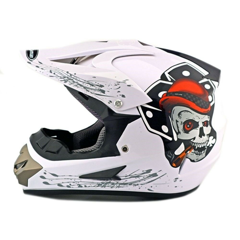 Motorcycle Motor Bike Scooter Safety Helmet white skull