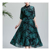Court Vintage Cheongsam Middle Sleeve Middle Long Dress   S