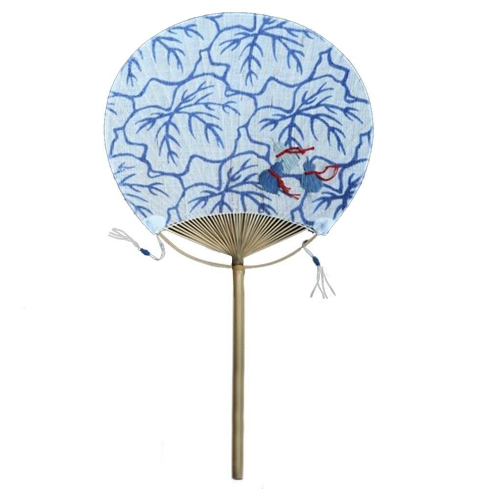 Round Fan Manual Cotton Flax Calabash White