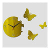Creative Living Room Butterfly Wall Clock Acrylic Mirror   golden
