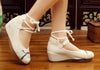 Vintage Chinesisch Ethnische Stickerei Hoher Absatz Aufzug Tanzen Schuhe Vögel
