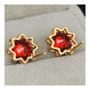 18K Gold Galvanized Austrian Zircon Earrings  red